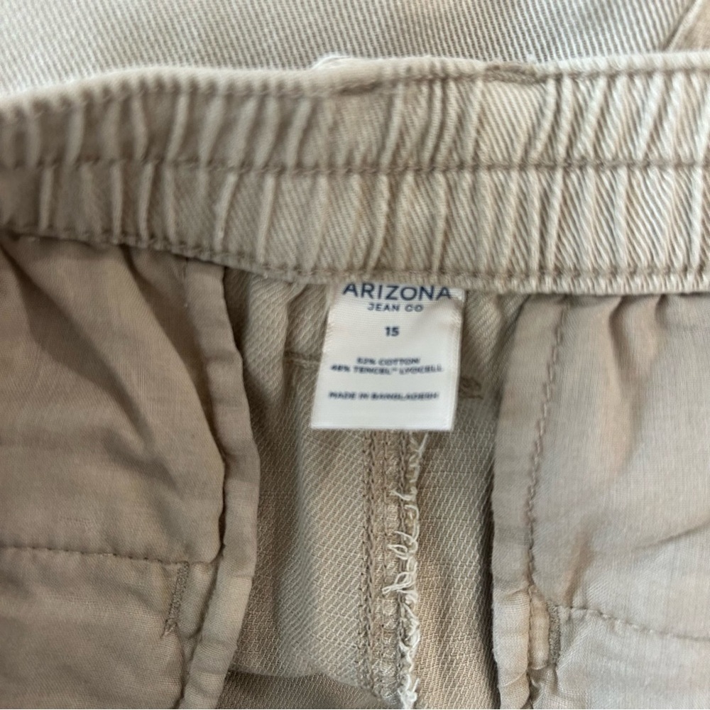 NWT Arizona Juniors Wide Leg Pants Sz 15 Khaki Uniform Casual Pockets Trouser - Picture 8 of 9